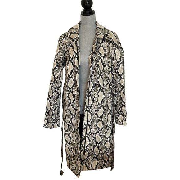 NWT Choosy Elizabeth Faux Snakeskin Coat Lined Belted Women's Sizes S - Picture 7 of 12